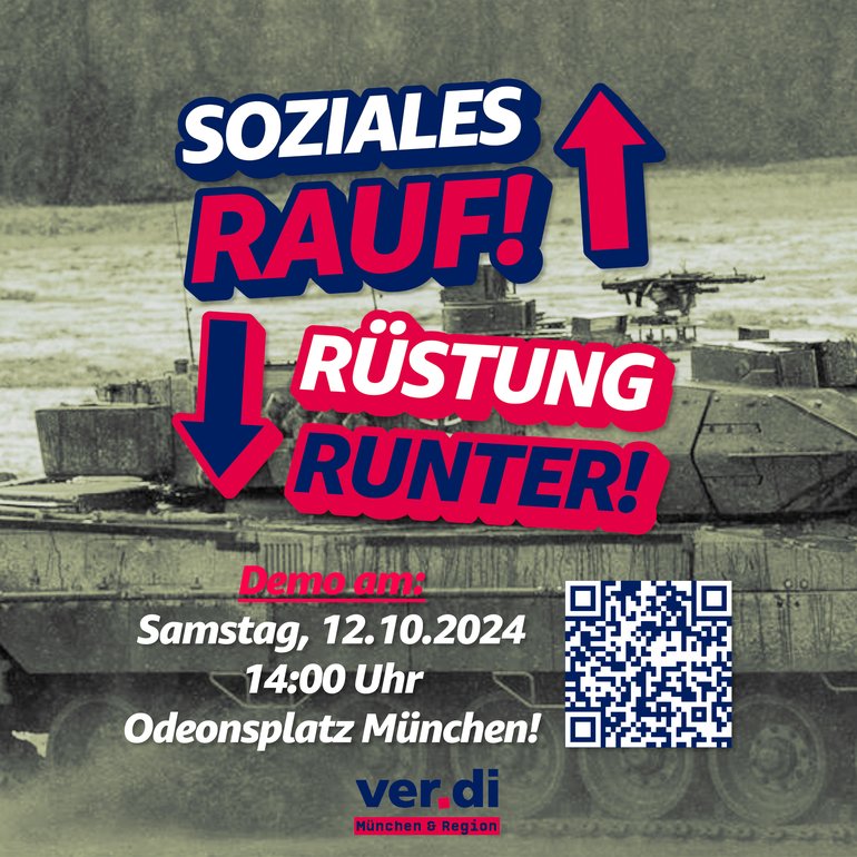 Kundgebung und Demo „Soziales ruf – Rstung runter“ am 12.10.2024 in Mnchen